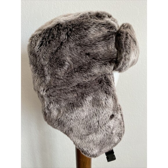 Dorfman Pacific DPC Ear Flap Hat Grey Faux Fur w Quilted Lining Trapper Hat S/M - Picture 3 of 8